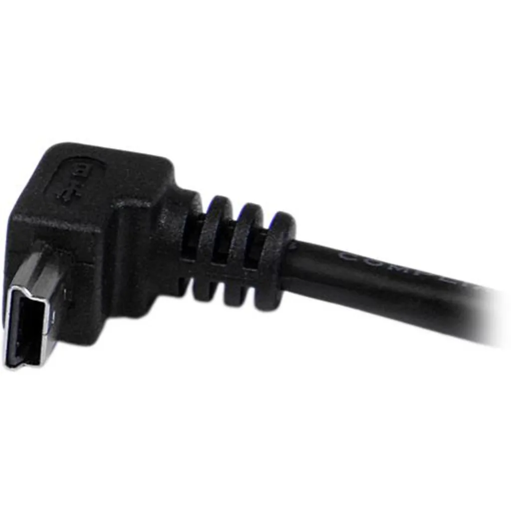 Imagen 4 de Cable USB 2.0 Tipo-A a Mini B con ángulo 90° M/M 28AWG Níquel 2mt Negro StarTech