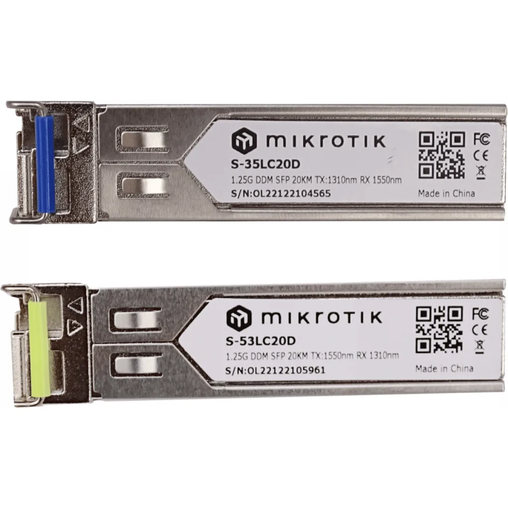 Imagen 1 de Módulo SFP MikroTik S-3553LC20D 20km 1550/1310nm 1.25Gbps Conector LC