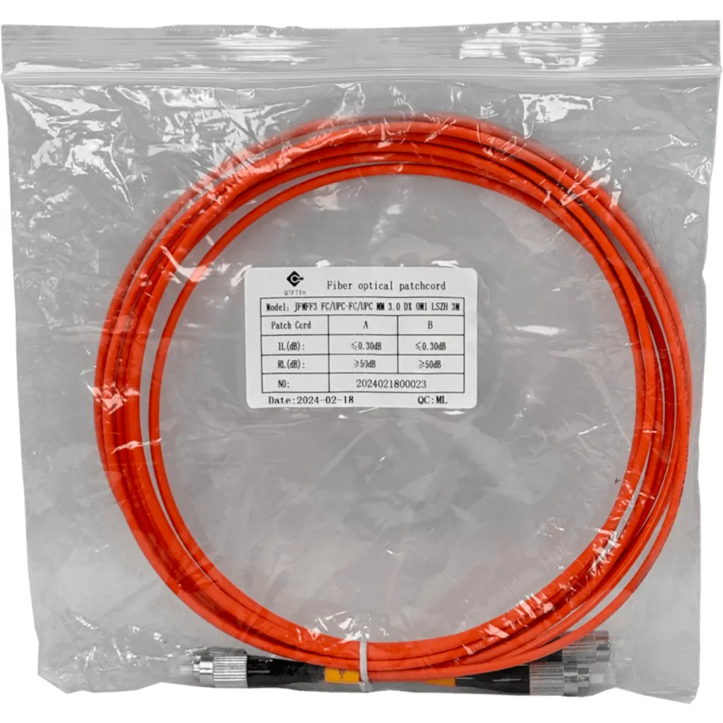 Imagen 2 de 3mt FC-FC OM1 MultiModo MM Duplex Jumper Fibra 62.5/125um LSZH 
