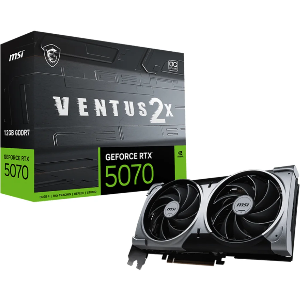 Imagen 1 de Tarjeta de Video MSI GF-RTX 5070 12G VENTUS 2X OC 12GB GDDR7 3*DP HDMI G-Sync
