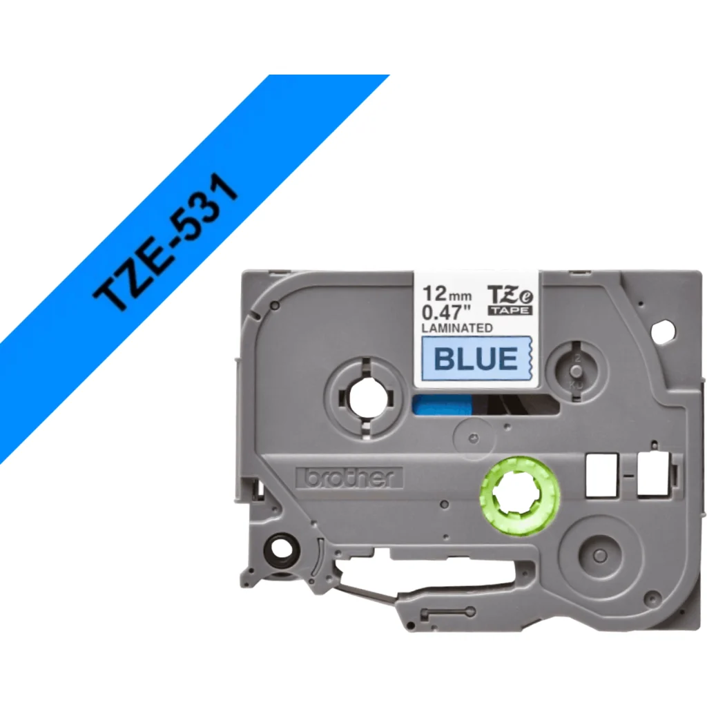 BROTHER 12mm Negro en Fondo Azul Cinta 8mt p/PT-H110/E300/E550W/D600VP