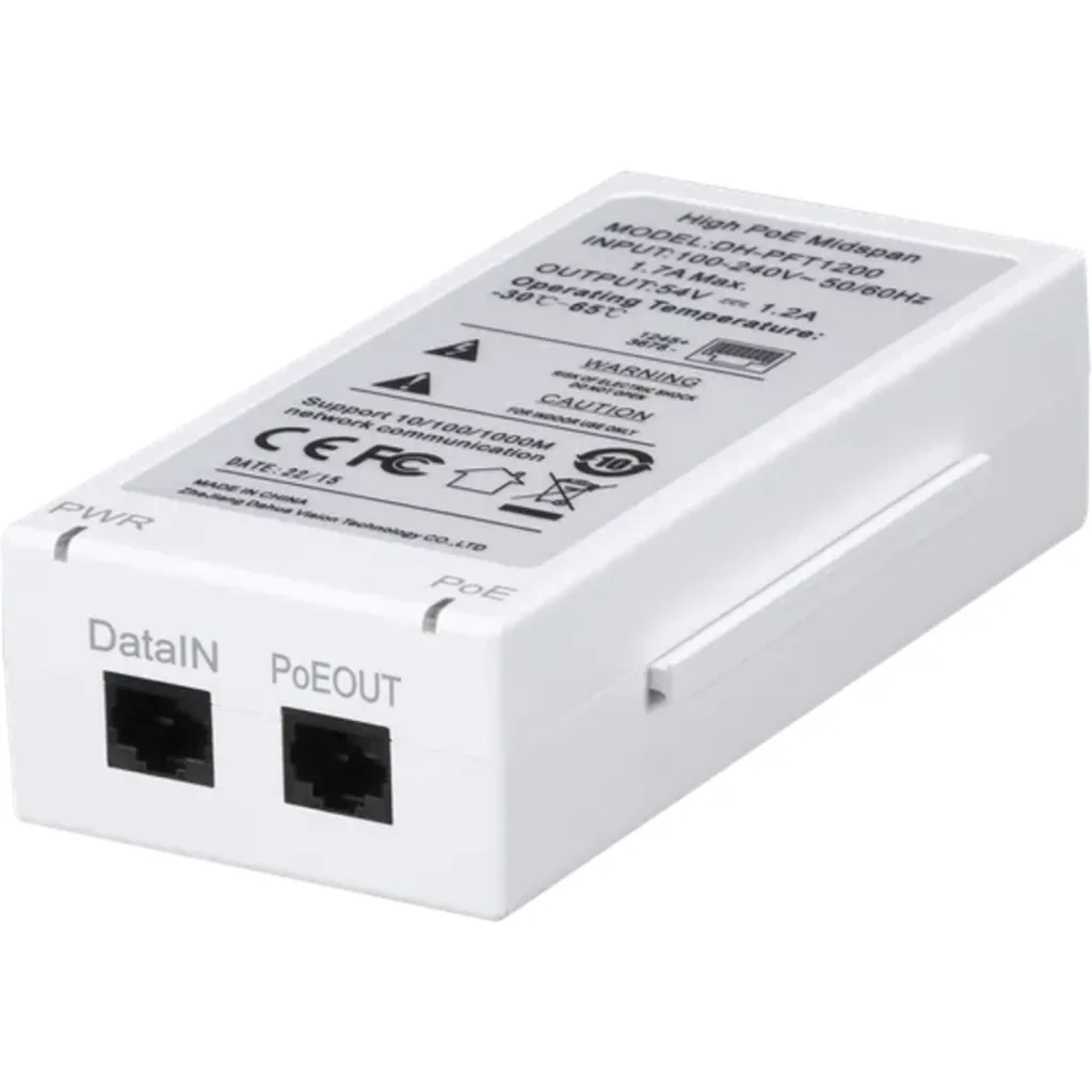 Inyector Dahua DH-PFT1200. PoE 60 watts