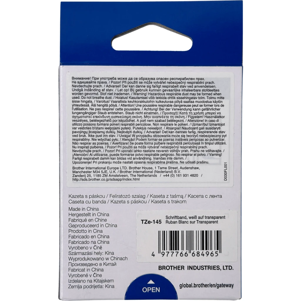 Tze-145 18MM BLACK ON CLEAR TAPE