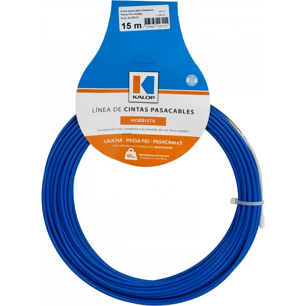 Imagen 2 de KALOP 15mt Cinta Pasacables Piola Acero Recubierto 30Kg KL29315