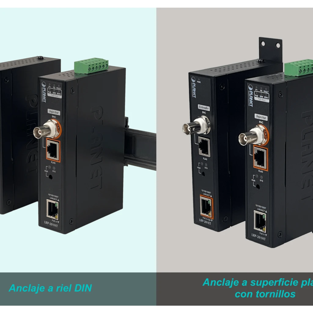 Imagen 3 de PLANET Kit Extensor 600mt-UTP/BNC 1000mbps req-Fuente 48-56VDC PoE-60W