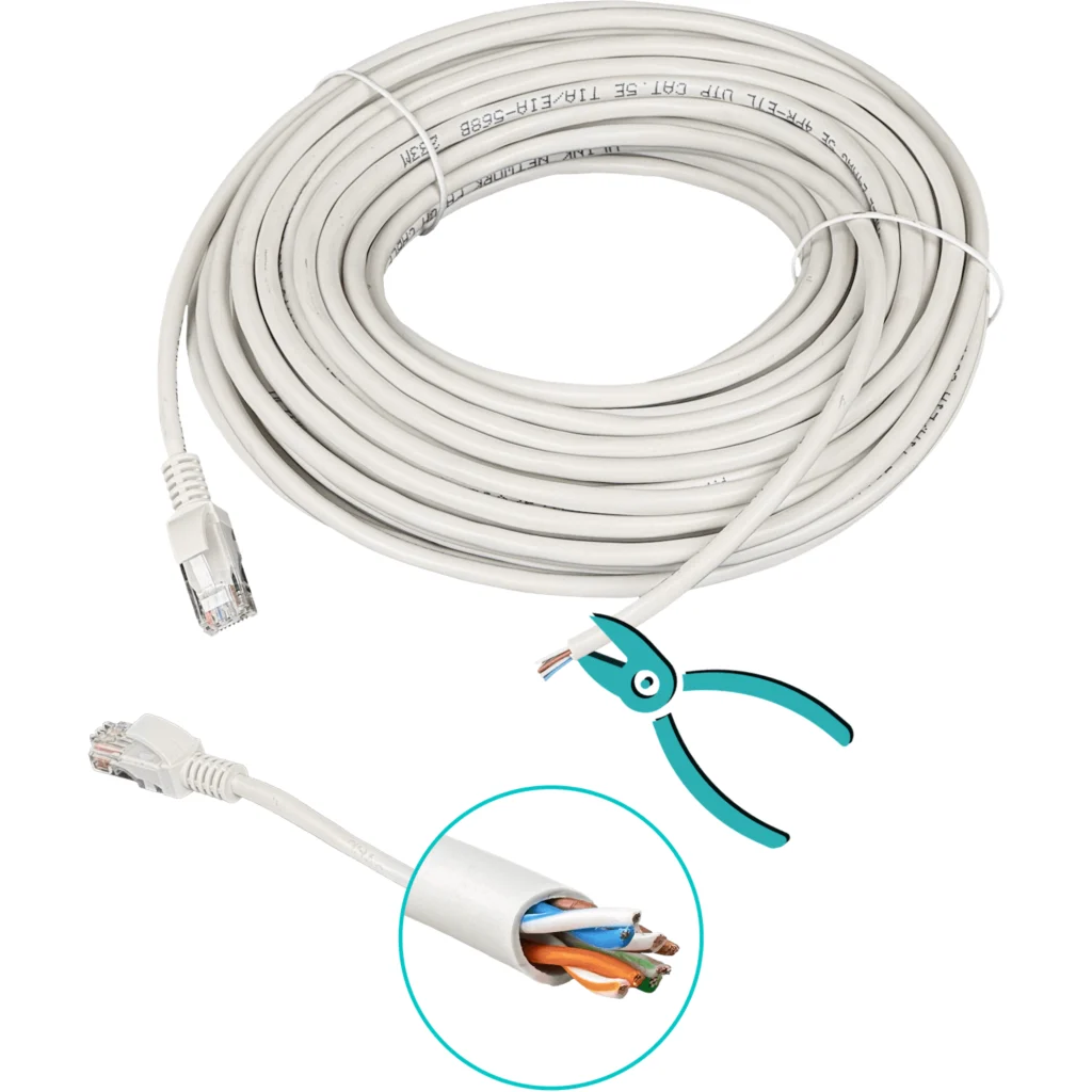 Cable Patch Inyectado Multifilar Linkmade 20MT CAT5E UTP 26AWG-CCA Gris RJ45