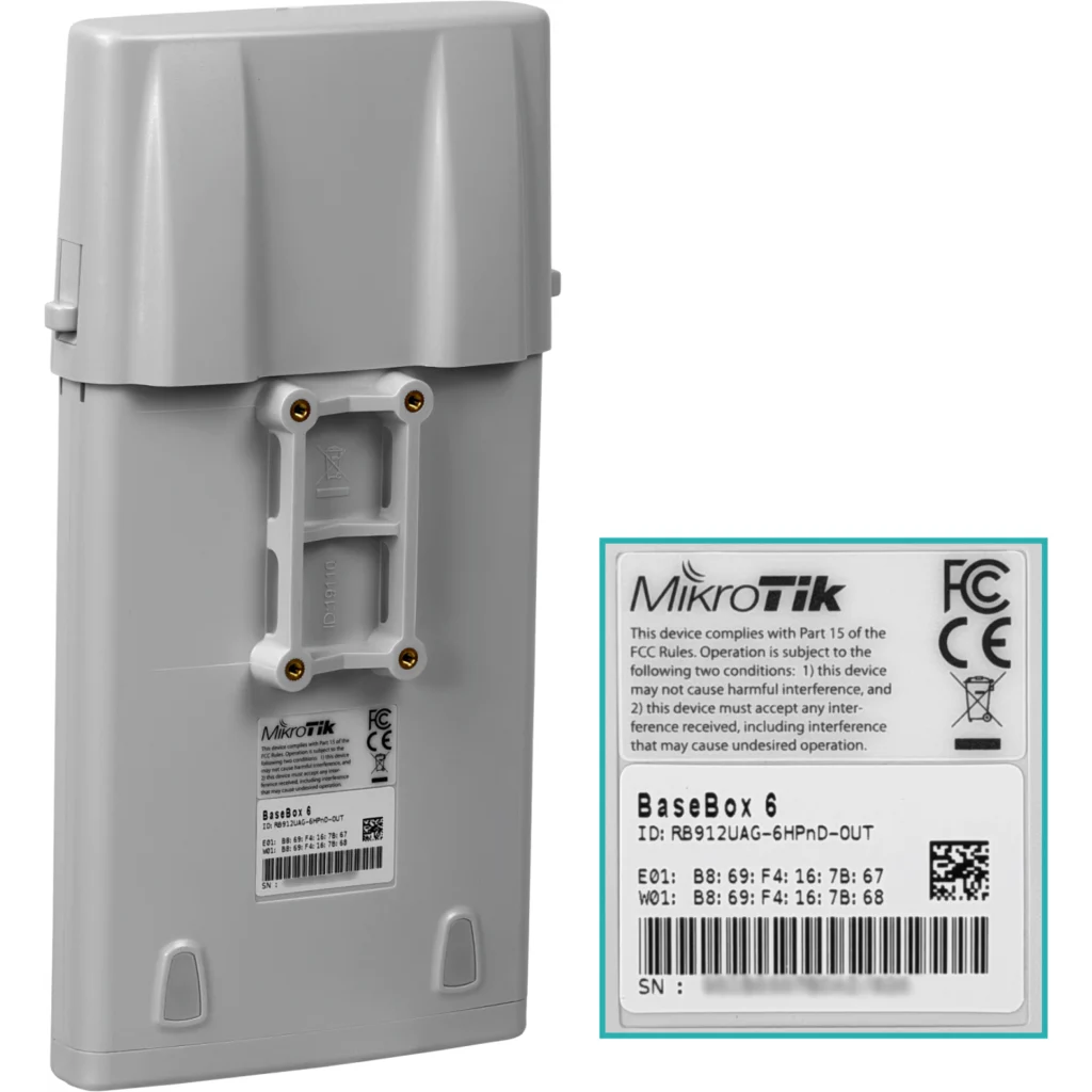 Imagen 1 de MIKROTIK 6GHz 2x2 5,9-6,4GHz 1-1000 2-RPSMA L4 Sim RB912UAG-6HPnD-OUT
