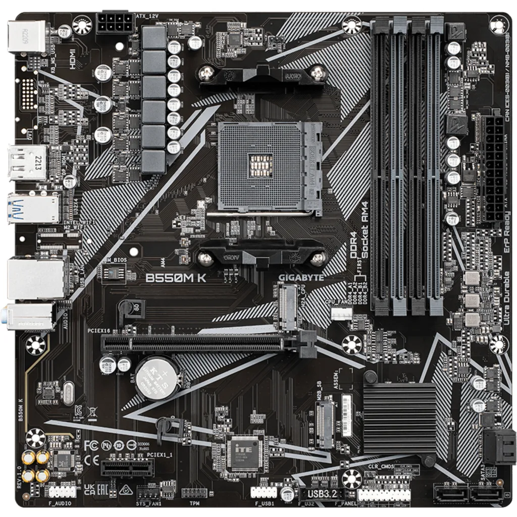Imagen 1 de Tarjeta Madre Gigabyte B550M K R1.0 AMD Skt AM4 microATX 4*DDR4 2*M.2 DP HDMI 