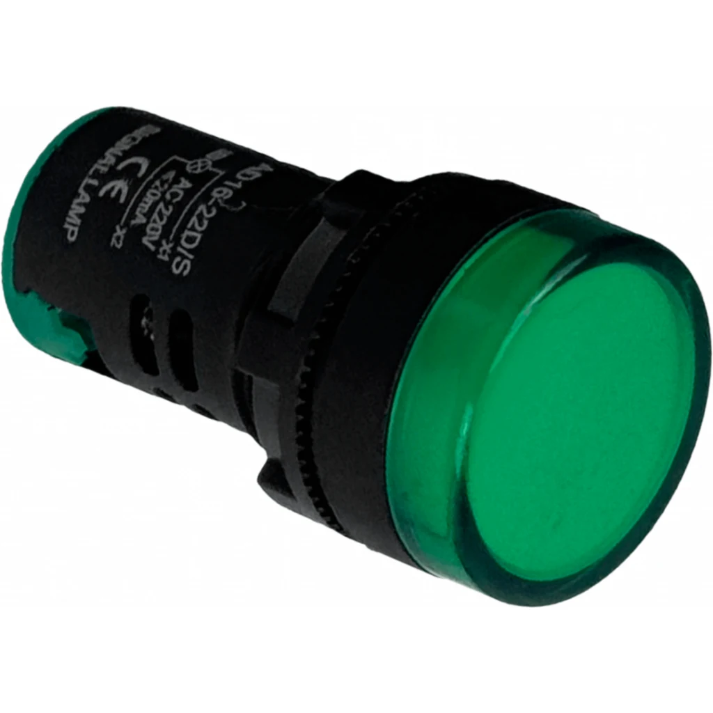Imagen 1 de Verde Luz Piloto LED 220VAC 20mm-diametro 28mm-cabeza 51mm-altura