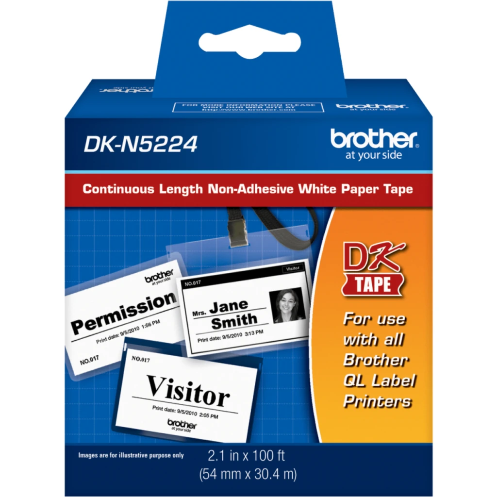 Imagen 1 de BROTHER Sin-Pegam 54mm x 30,4mt Negro sobre Blanco Papel-Continuo p/QL
