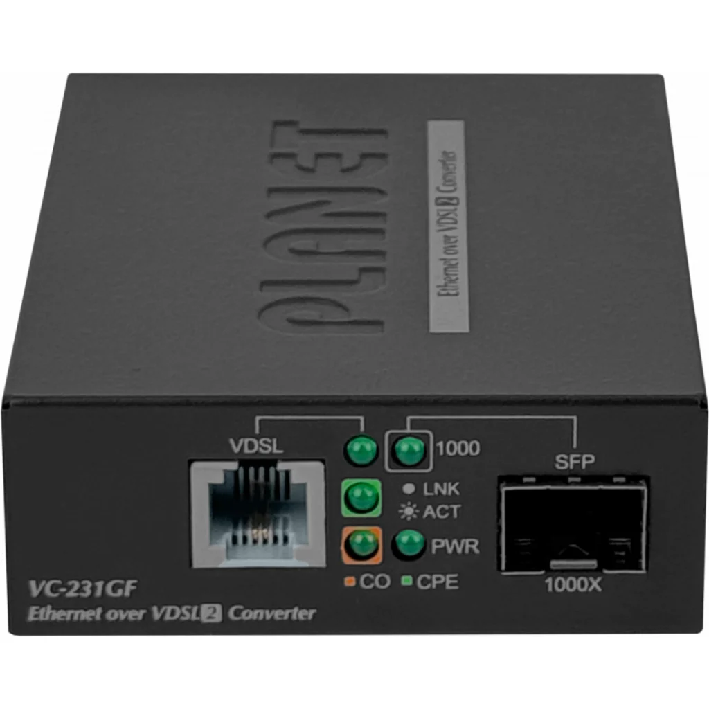 PLANET 1-SFP-1000 1-RJ11 Fibra Sobre VDSL2 1,4km CO/CPE 4-DIP inc-5V