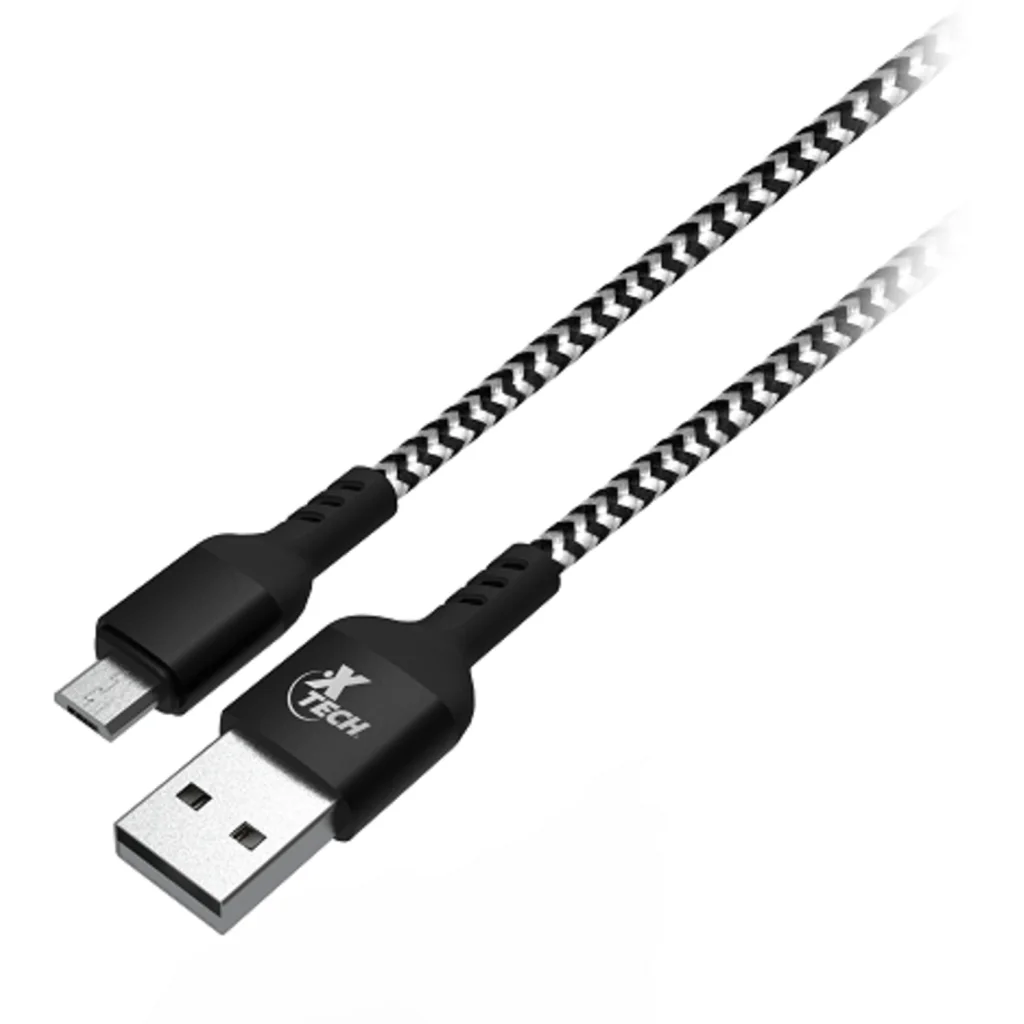 Cable USB Tipo-A a micro USB Tipo-B v2.0 M/M 1.8mt Trenzad Negro - XTech XTC-366