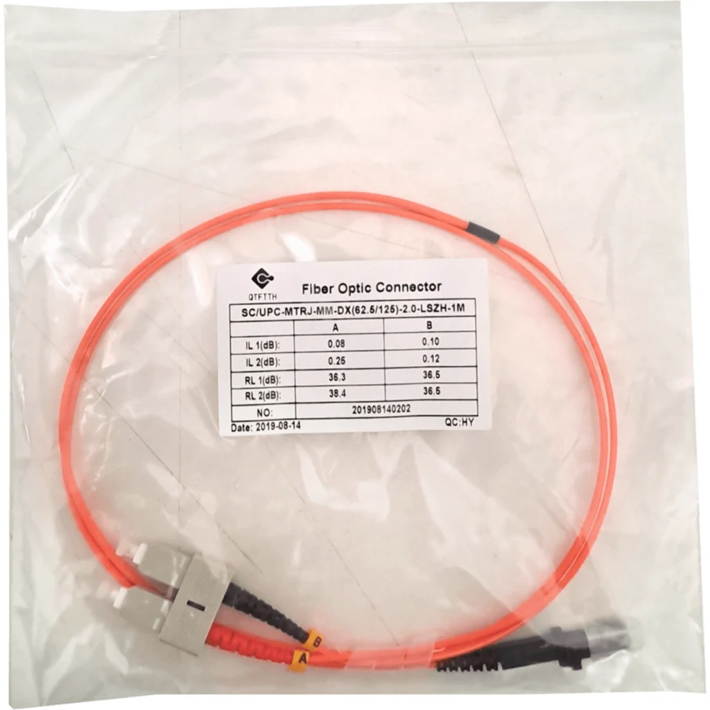 Imagen 2 de LSZH 1mt MTRJ-SC OM1 Multimodo MM Duplex Jumper Fibra 2.0mm 62.5/125um