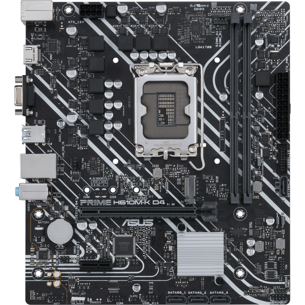 Tarjeta Madre Asus PRIME H610-K D4-CSM DDR4 LGA1700 14°G 2*DDR4 HDMI mATX