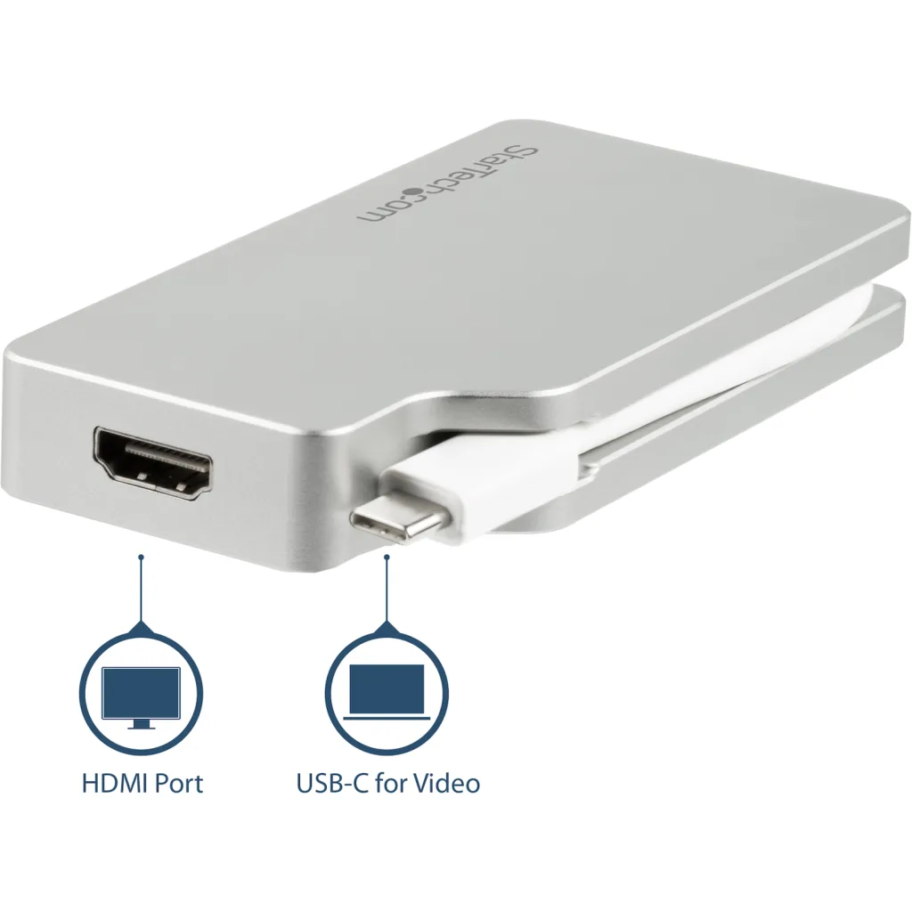 Imagen 3 de Adaptador de Video StarTech 4en1 USB-C a VGA DVI HDMI MiniDisplayPort 30Hz Plata