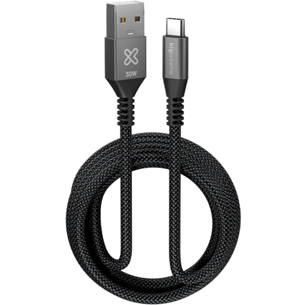 Klip Xtreme - USB cable - 24 pin USB-C - 9 pin USB Type A - 3 m - Black - 30W Braided Fast charging