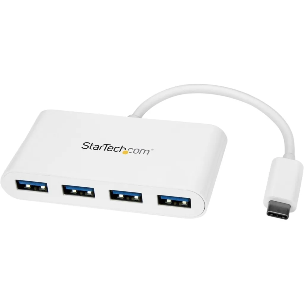 HUB USB-C StarTech USB-C 3.1 Gen1, 4 Puerto USB-A, 5Gbps Cable 15cm color Blanco
