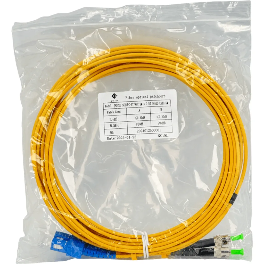 Imagen 2 de 5mt SC/UPC-ST/APC MonoModo SM Duplex Jumper Cable Fibra 3.0mm 9/125um