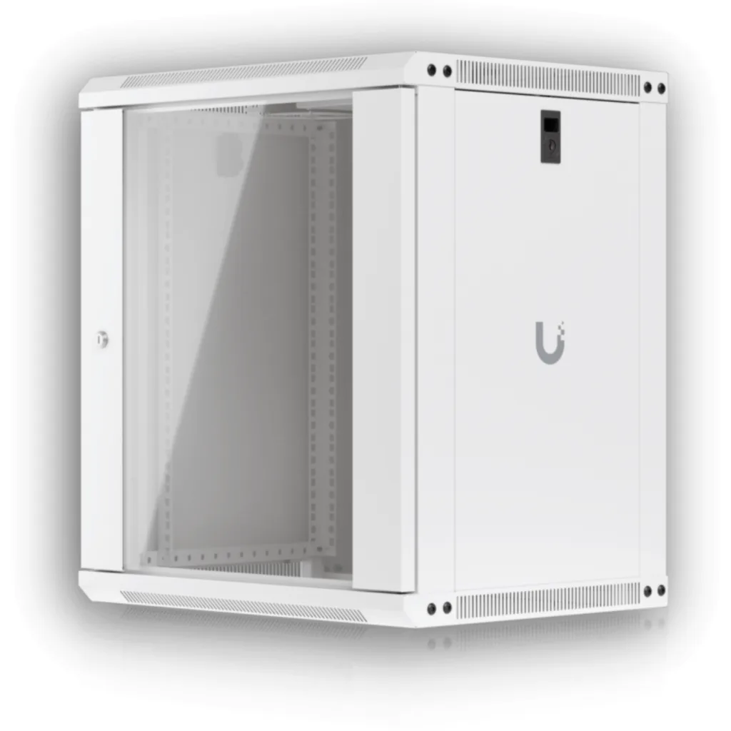 UBIQUITI Blanco 12U 45cm-Fondo Puerta-Vidrio Gabinete Rack Pared Muro