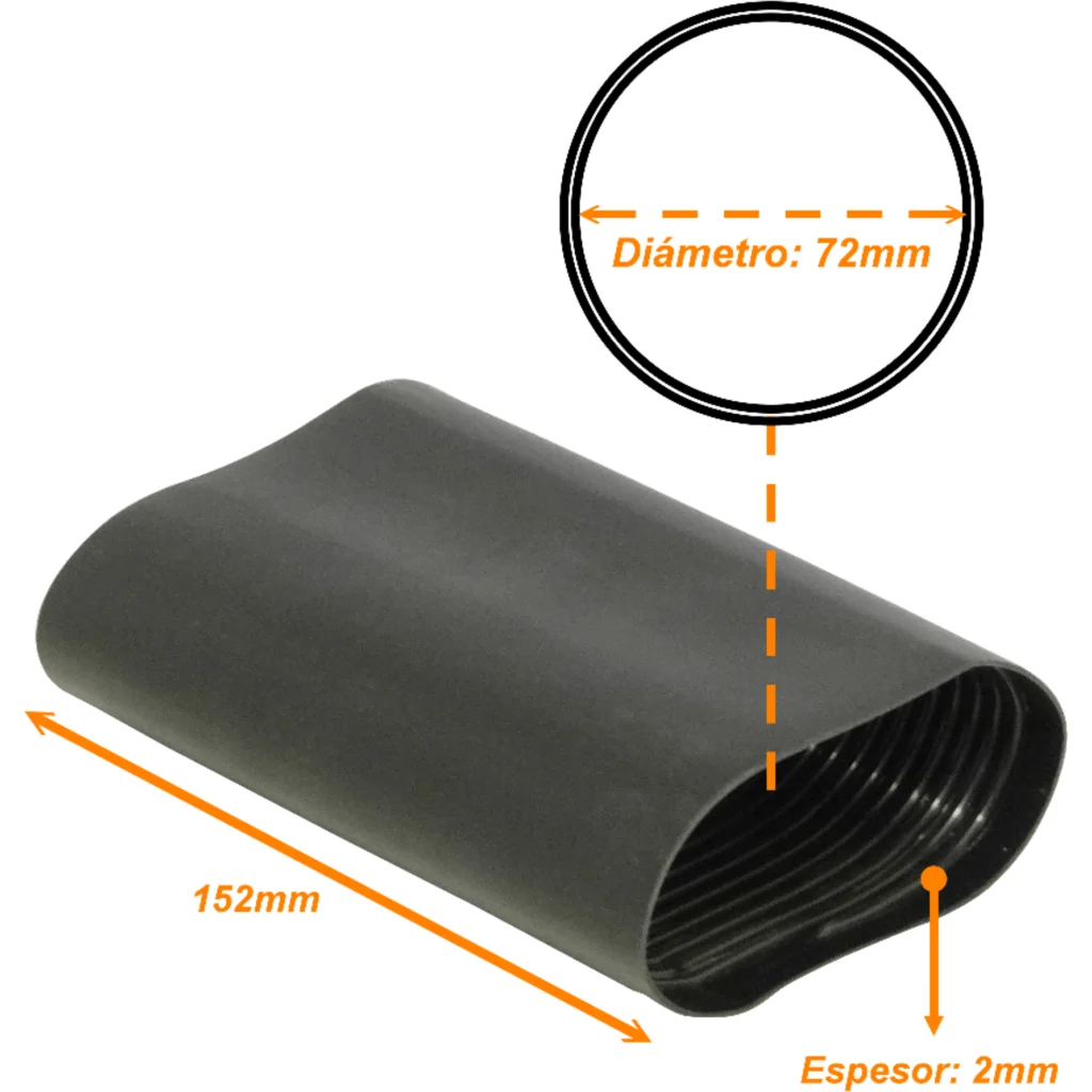 Imagen 1 de 72mm 16cm 2mm Negro Termo Contractil Termoretractil Rigido para Mufa