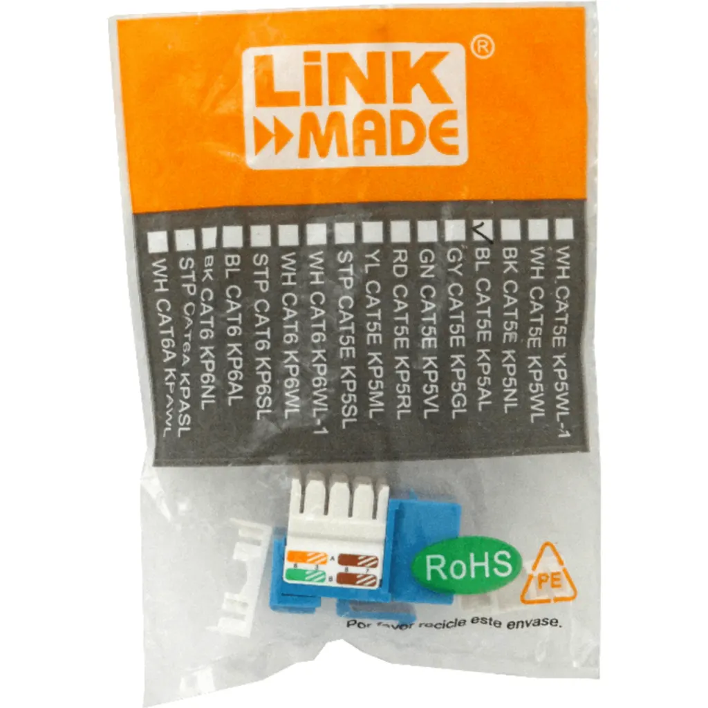 Imagen 2 de KP5AL. LINKMADE Azul Cat5E U/UTP Punchable Keystone Conector Hembra RJ45