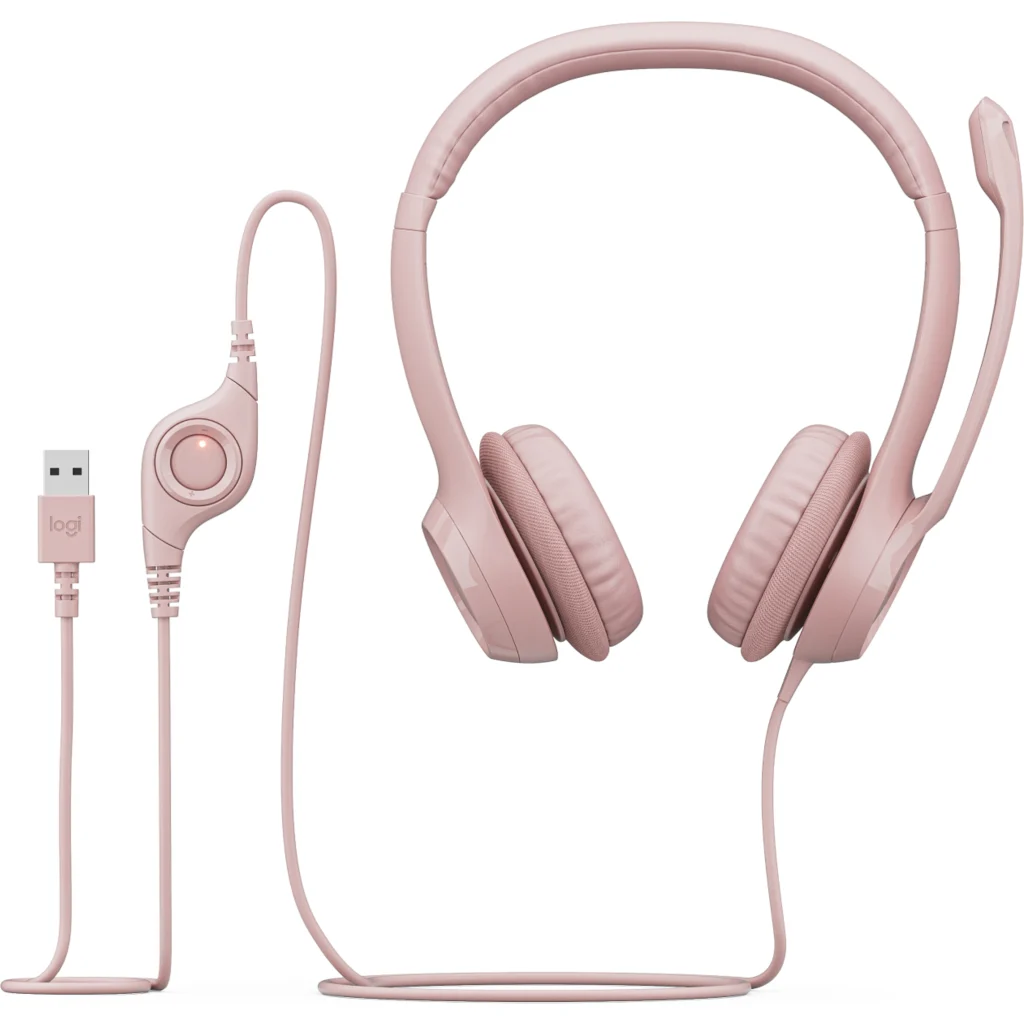 Imagen 4 de Audífonos Alámbricos Logitech H390 c/Mic bidirec Cancelacion de ruido USB Rosado