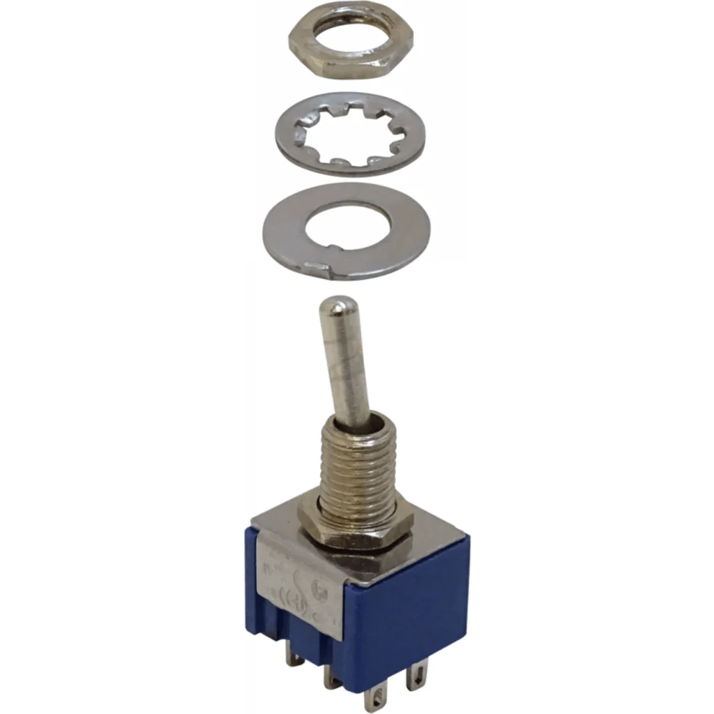 Imagen 4 de Interruptor 6-Pin 2-Pos Celeste ON-ON Toggle Perilla 250V 3AMP DPDT