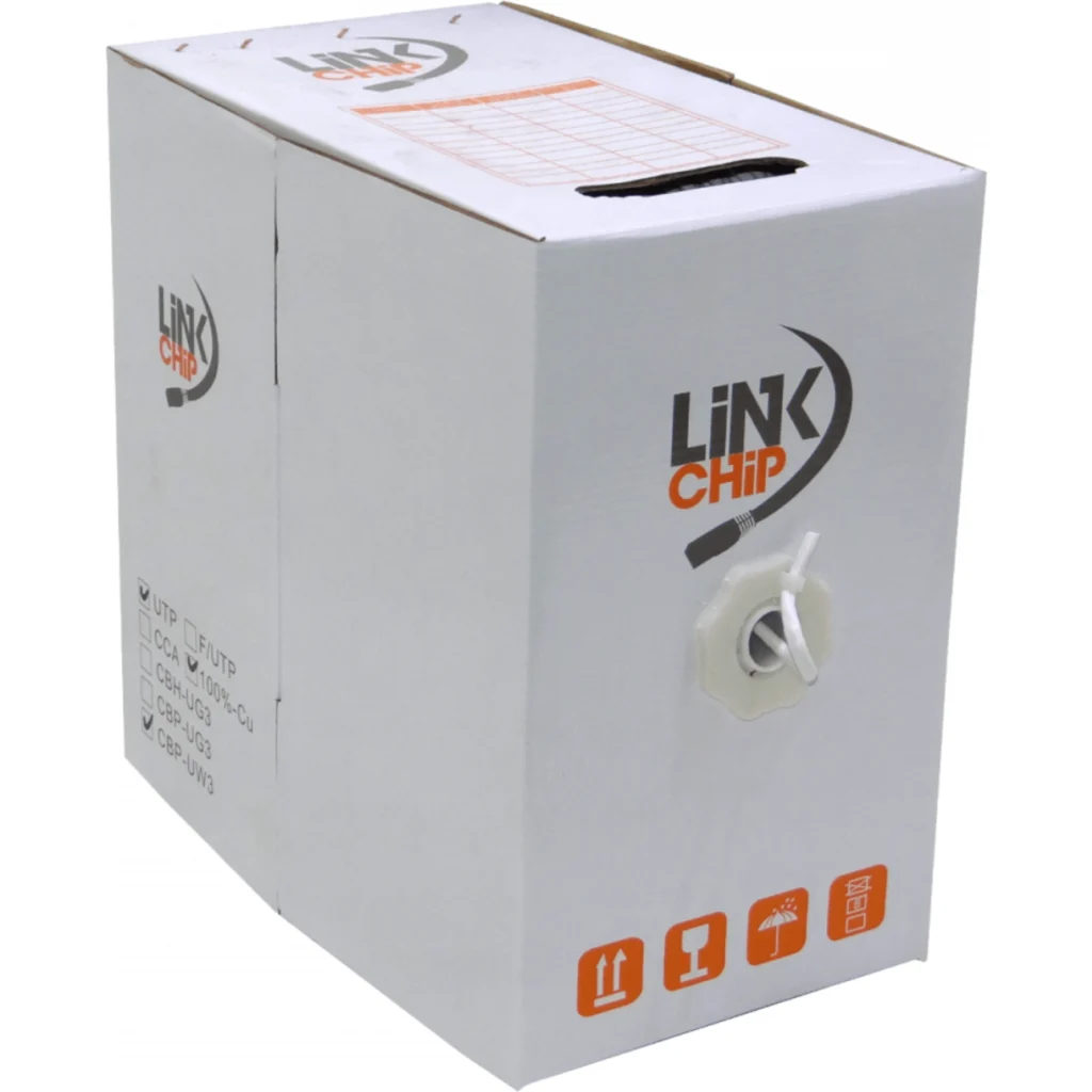 Imagen 1 de Cable de Red LinkChip Cat5E UTP AWG35 0,45mm PVC Rollo 305mts Color BLANCO