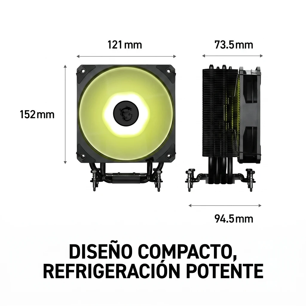 Imagen 6 de Disipador de CPU MSI MAG COREFROZR AA13 1 Vent ARGB, Intel LGA 1700/1851 AM4/AM5