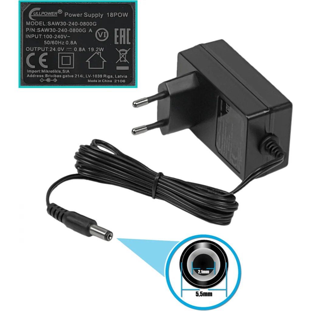 Imagen 1 de Cargador de energía AC MIKROTIK 6W 24V 0.8A