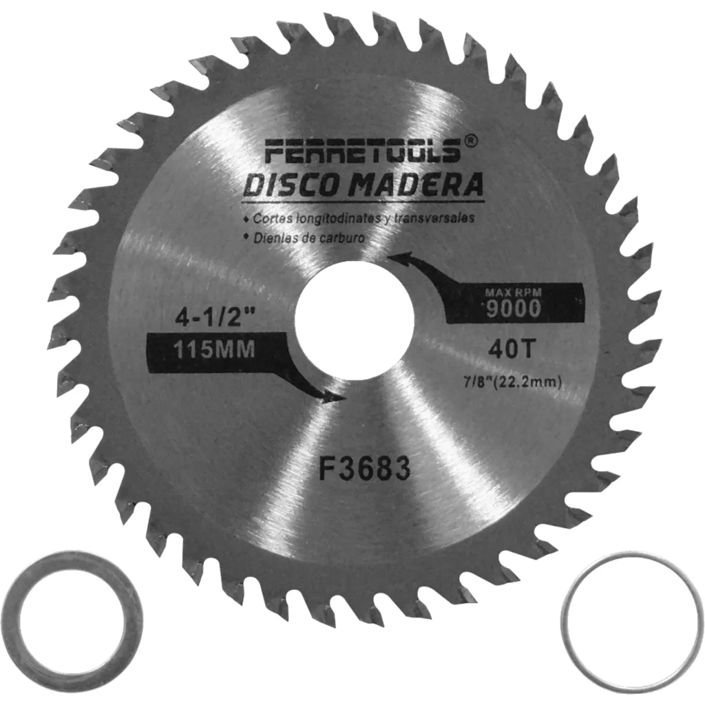 Imagen 1 de 115mm 40T 22,2mm 9000rpm Disco Corte Sierra Madera Carburo F3683