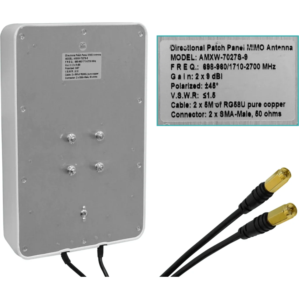 Imagen 5 de 2x7/9dBi 2-SMA-M/5mt 698-960 1710-2700MHz Pol-X Antena Panel 26x17x6cm