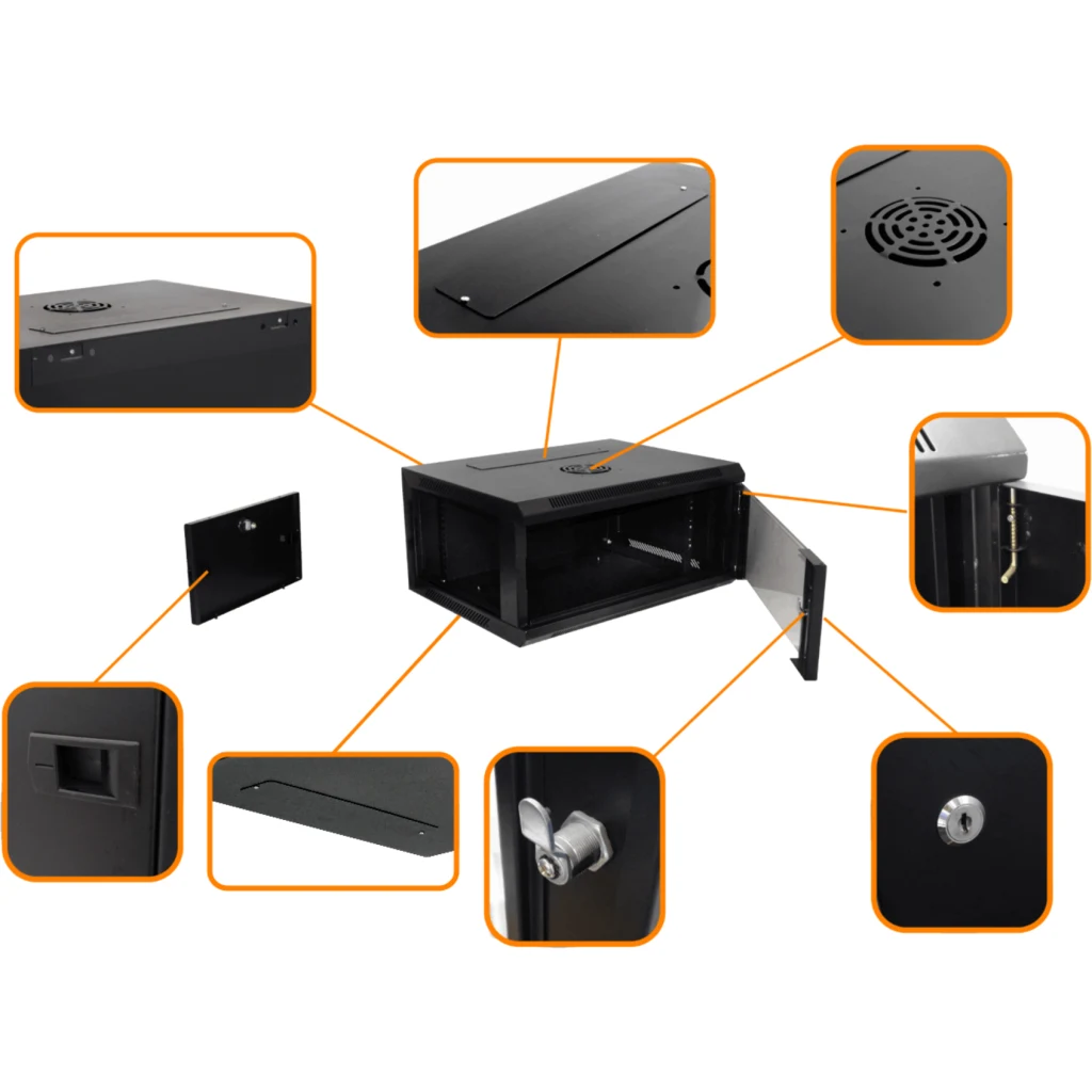 Rack Gabinete Lateral Remov. Pared Mural 4U 45cm de Fondo