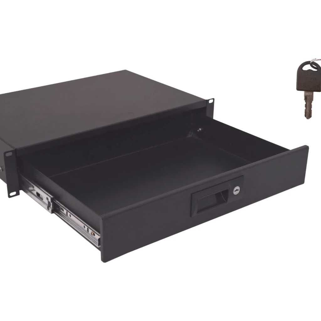 Imagen 2 de LINKMADE 2U Cajon 2-Llave Negro para Rack Altura-2-RU Profundidad-30cm