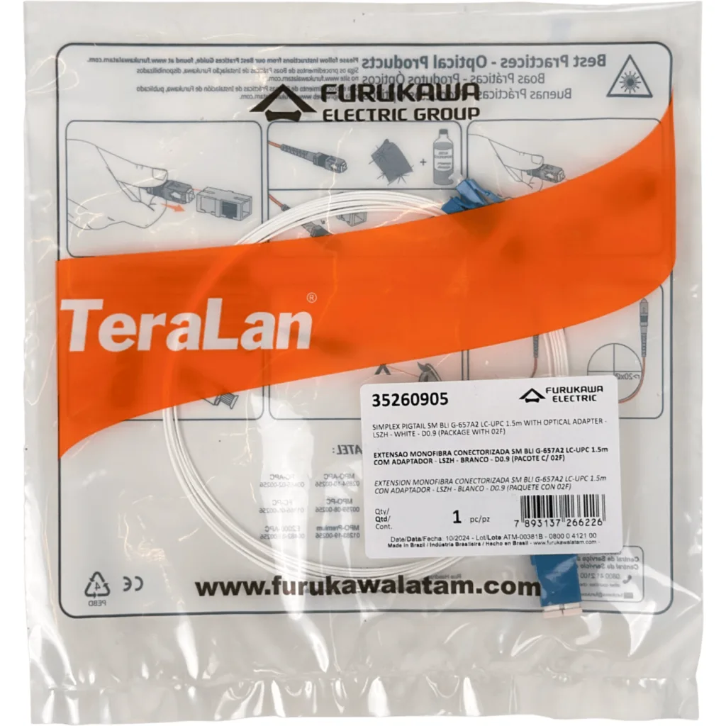 Imagen 1 de FURUKAWA LC/UPC SM 1,5mt 2-unid Pigtail 150cm 0,9mm G657A2 inc-copla 3