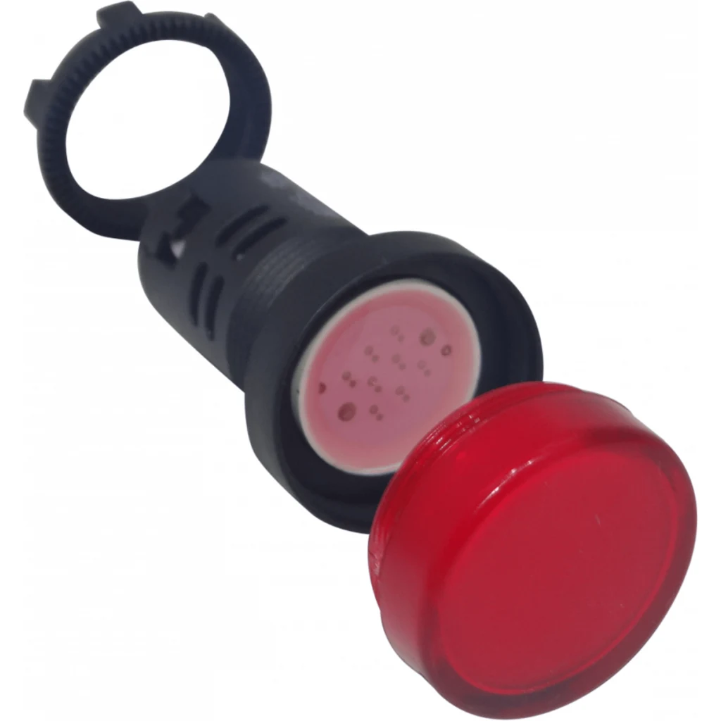 Imagen 2 de Rojo Luz Piloto LED 220VAC 20mm-diametro 28mm-cabeza 51mm-altura