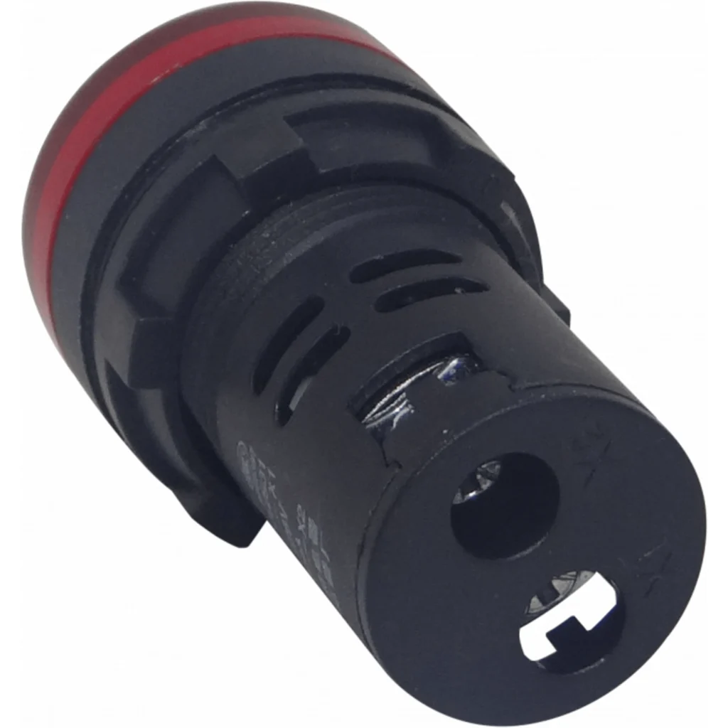 Imagen 1 de Rojo Luz Piloto LED 220VAC 20mm-diametro 28mm-cabeza 51mm-altura