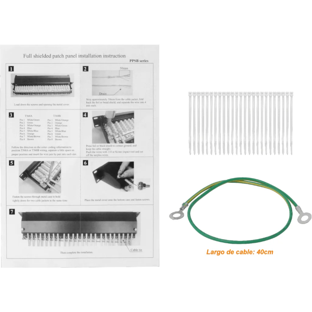 Imagen 2 de LINKMADE 0,5U 24-RJ45 CAT6A F/UTP S/FTP PATCHPANEL BLINDADO