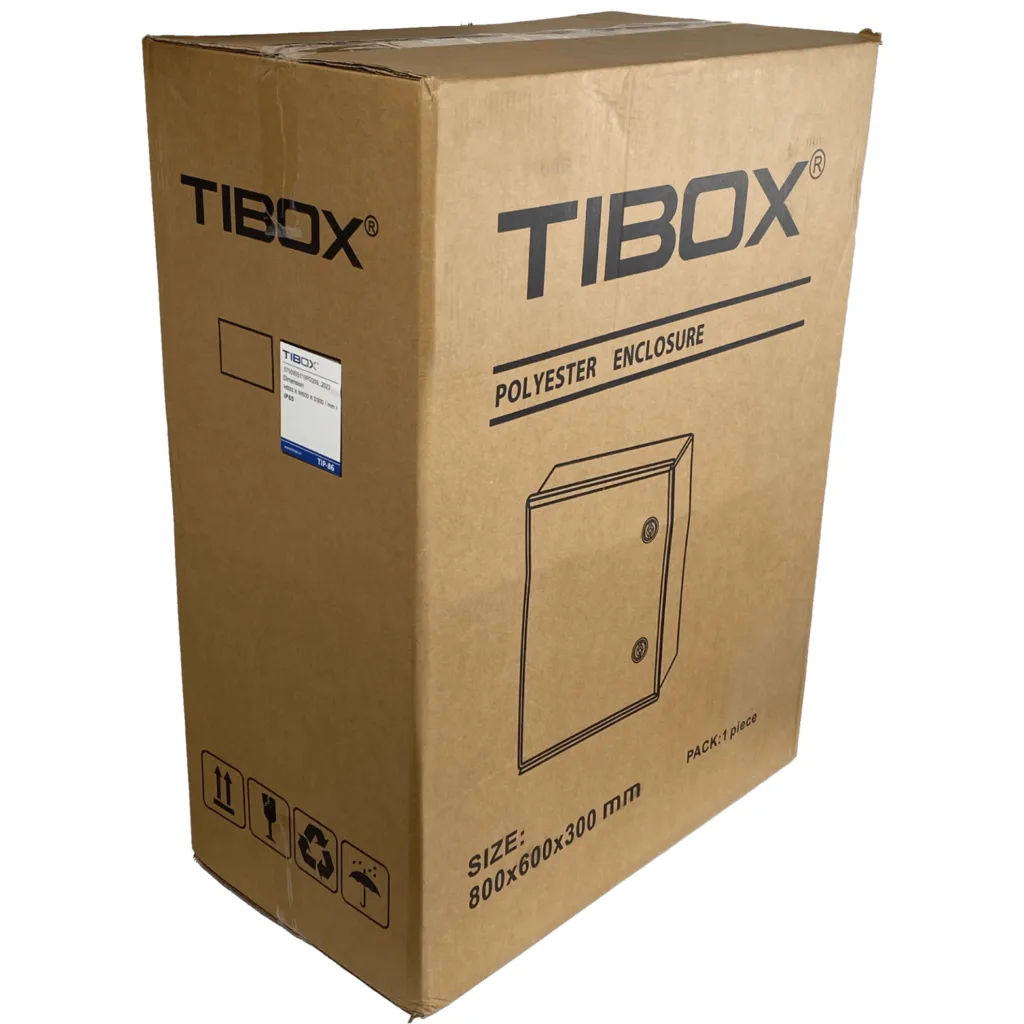 TIBOX 800x600x300mm Poliester Tablero Estanco Gris IP65 RoHS c/Placa