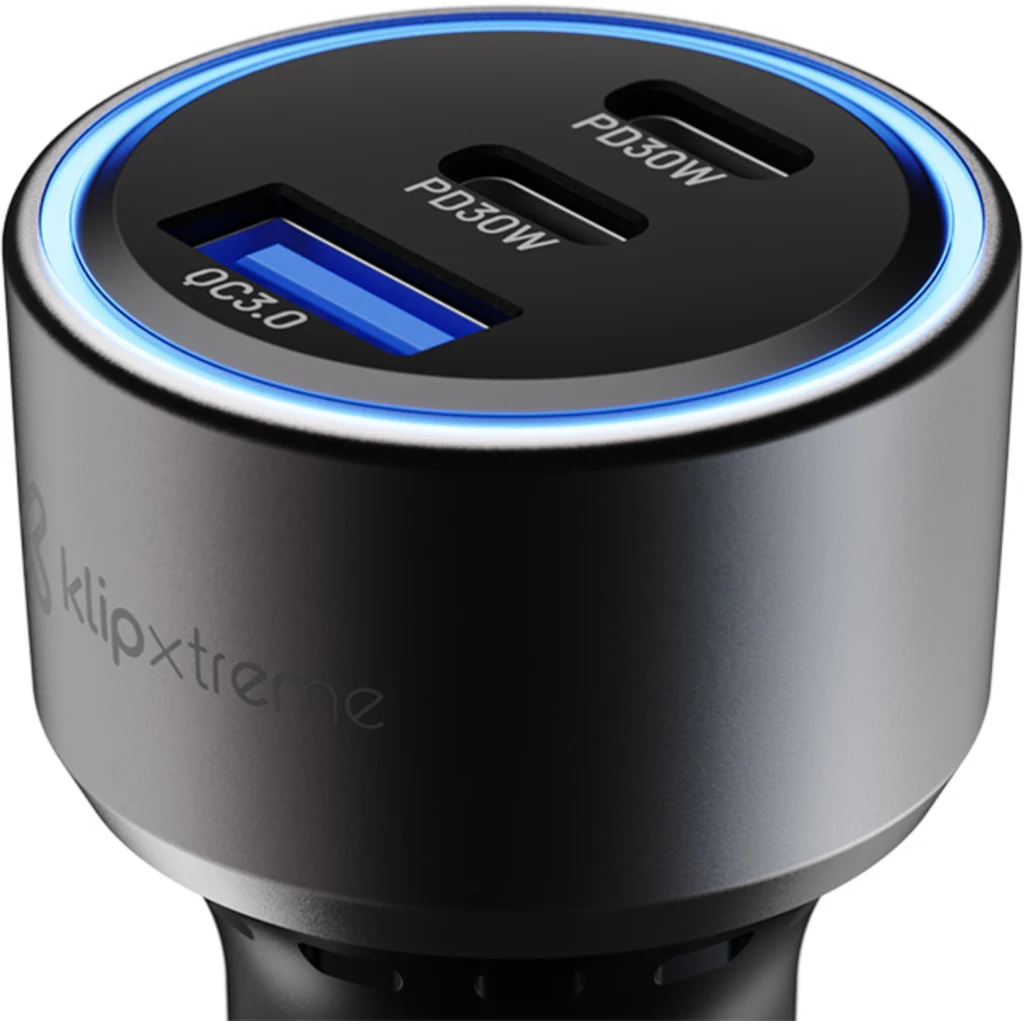 Imagen 6 de Klip Xtreme KCC-060 - Car power adapter - 60 Watt - 2 x 24 pin USB-C / 9 pin USB Type A - Cellular phone / Tablet - Car - Para Smartphones, tablets, small devices
