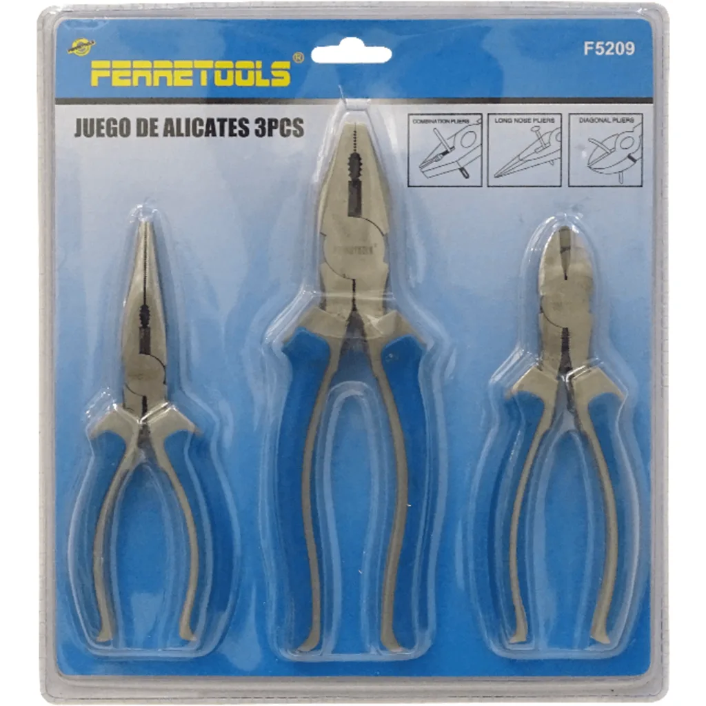 Imagen 4 de FERRETOOLS 3 Alicates Universal Cortante Punta 8-Pulgadas F5209