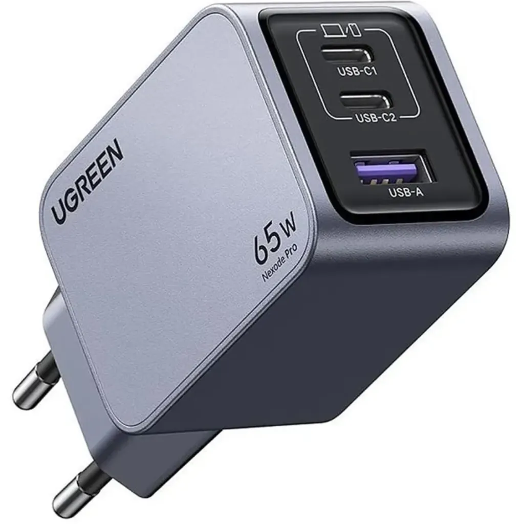 Cargador Rapido Ugreen Nexode Pro 65W 3 puertos 2x USB-C 1x USB-A + Cable USB-C