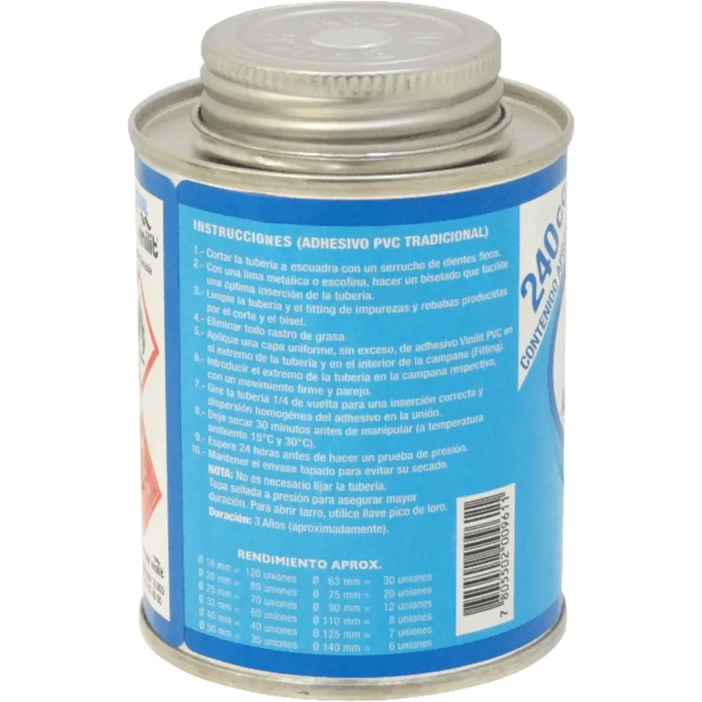VINILIT 240cc Tarro Adhesivo PVC 120x16mm 70x25mm incluye-aplicador