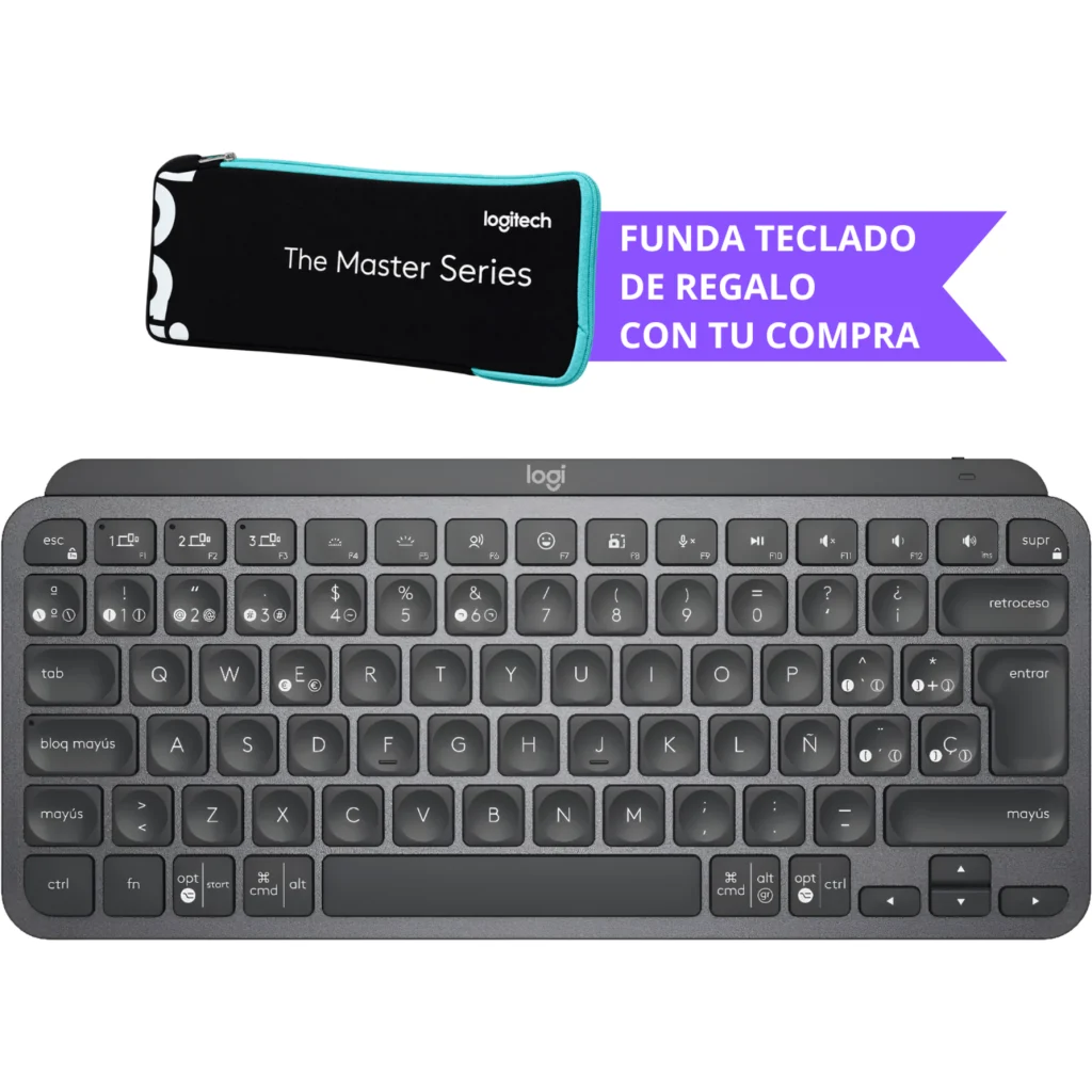 Teclado Español iluminado Bluetooth Logitech MX Keys Mini Grafito + Regalo