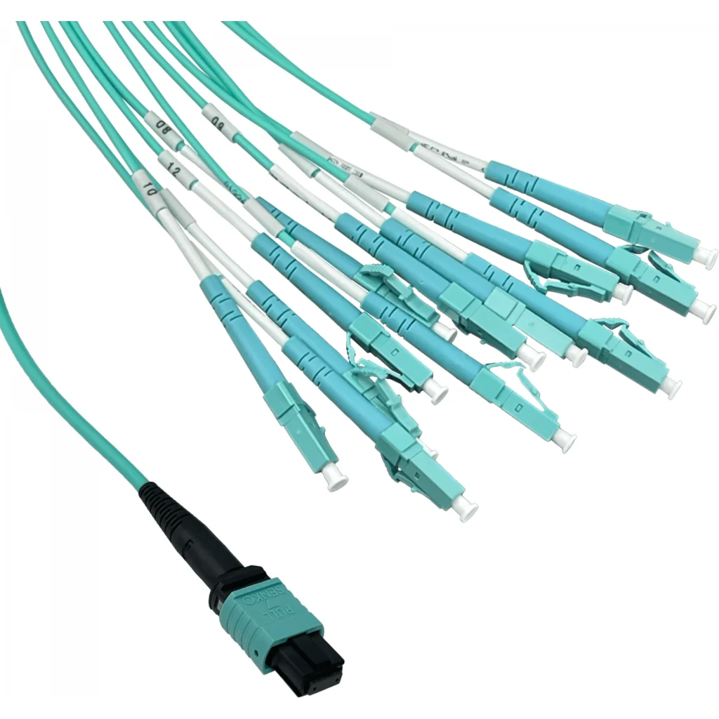 Imagen 1 de 6mt OM3 12-LC/1,5mt 1-MPO/4,5mt MultiModo MM Jumper Cable Fibra