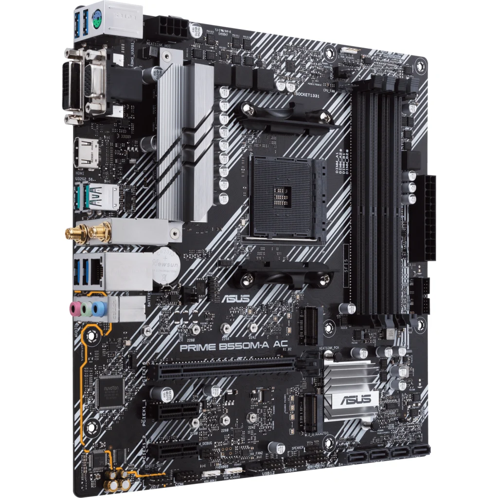 Imagen 1 de Tarjeta Madre Asus PRIME B550M-A AC AMD AM4 4*DDR4 WiFi 2*M.2 DVI HDMI VGA mATX