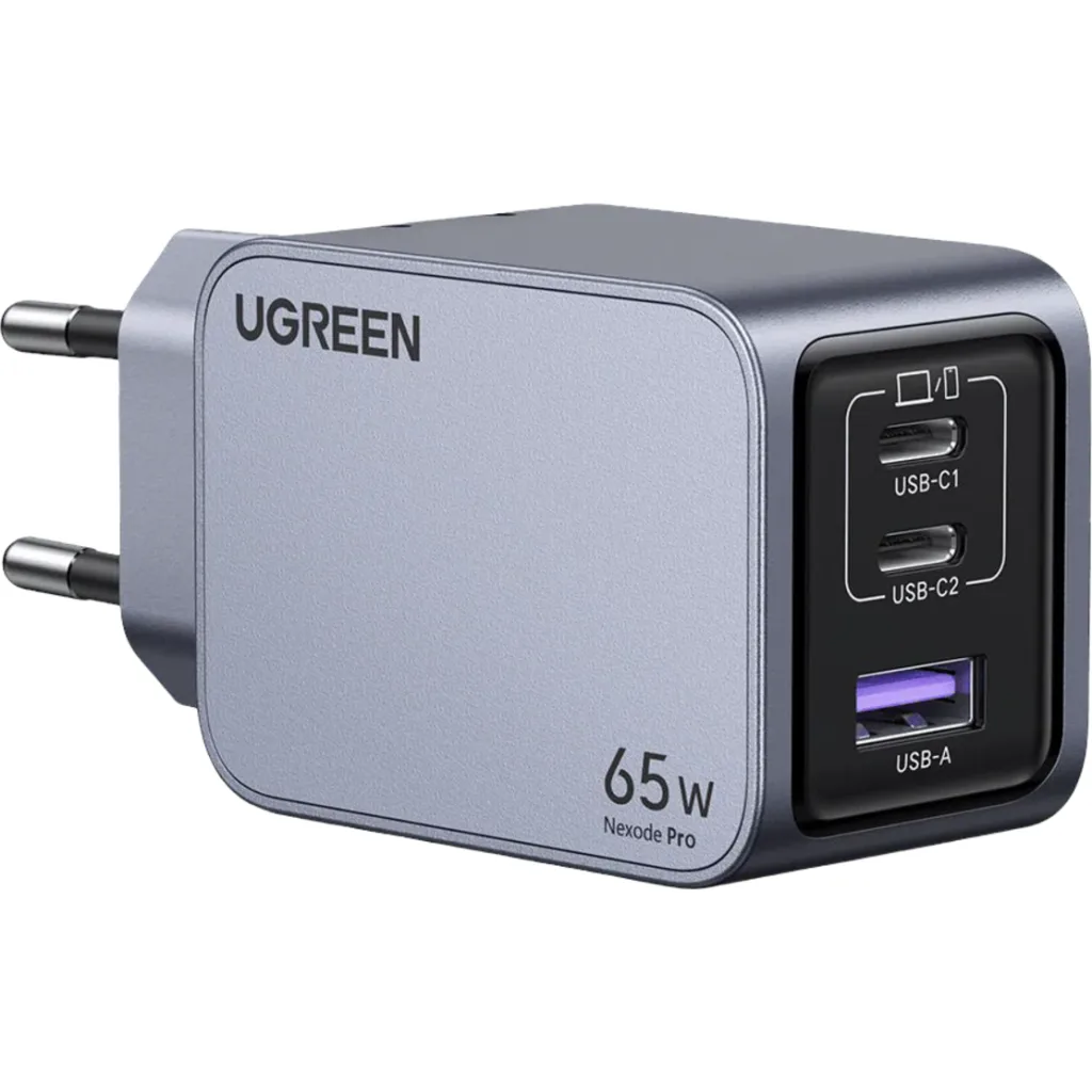 Imagen 1 de Cargador Rapido Ugreen Nexode Pro 65W 3 puertos 2x USB-C 1x USB-A + Cable USB-C