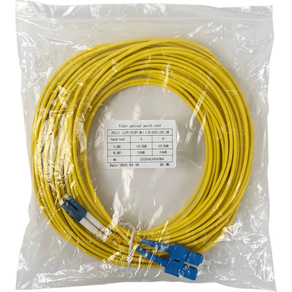 Imagen 1 de 15mt LC-SC/UPC MonoModo SM Duplex Jumper Cable Fibra 9/125um 3mm