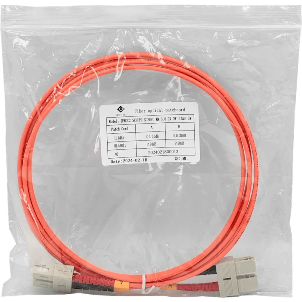 Imagen 1 de 2mt SC-SC OM1 MultiModo MM Duplex Jumper Fibra 62.5/125um 3mm LSZH