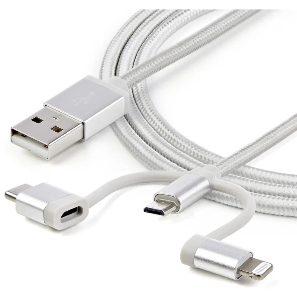 Imagen 4 de Cable StarTech USB 2.0 Tipo-A Macho a USB Apple Lightning / Tipo-C / Micro-B 1mt